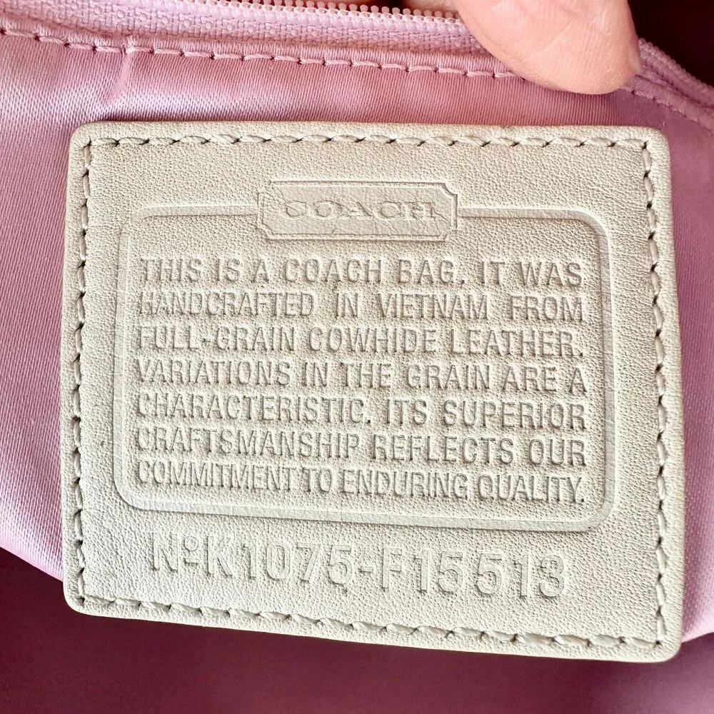 Coach Ashley Leather Carryall Satchel Purse Bone F15513